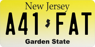 NJ license plate A41FAT
