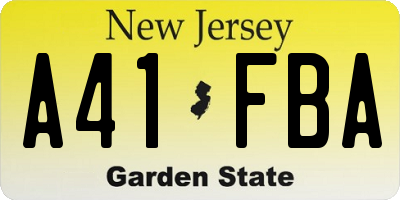 NJ license plate A41FBA