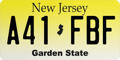 NJ license plate A41FBF