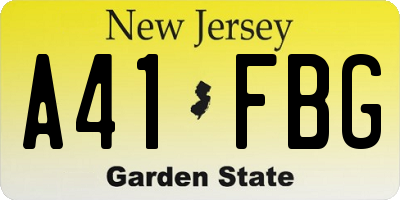 NJ license plate A41FBG