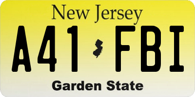 NJ license plate A41FBI