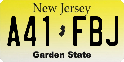 NJ license plate A41FBJ