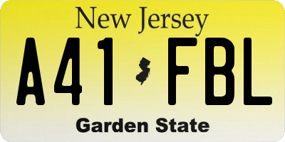NJ license plate A41FBL