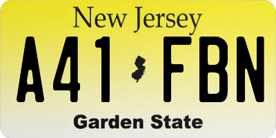 NJ license plate A41FBN