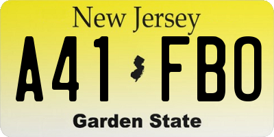 NJ license plate A41FBO
