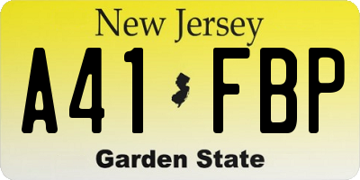 NJ license plate A41FBP