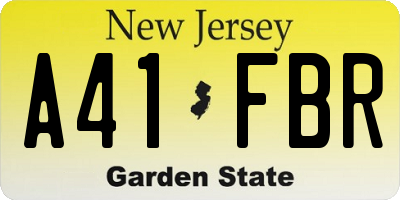 NJ license plate A41FBR