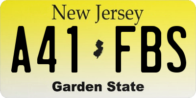 NJ license plate A41FBS