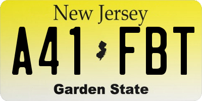 NJ license plate A41FBT