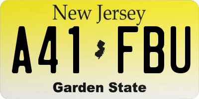 NJ license plate A41FBU