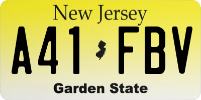 NJ license plate A41FBV