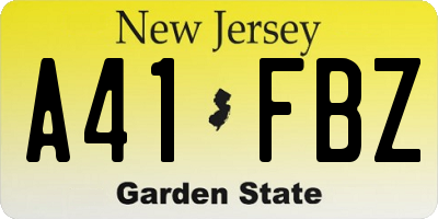 NJ license plate A41FBZ