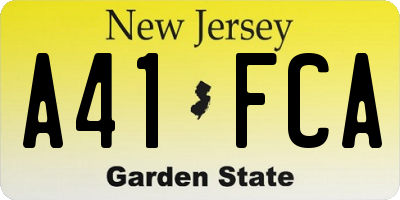 NJ license plate A41FCA