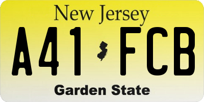 NJ license plate A41FCB