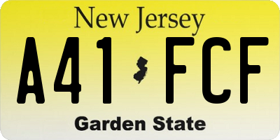 NJ license plate A41FCF