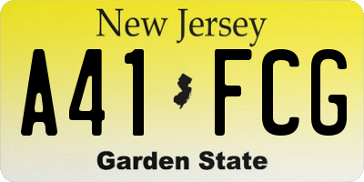 NJ license plate A41FCG