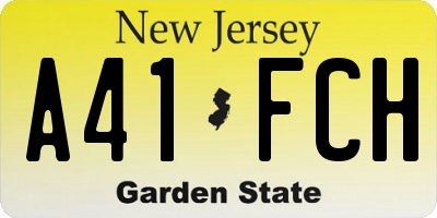 NJ license plate A41FCH