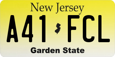 NJ license plate A41FCL
