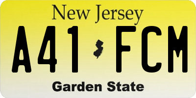 NJ license plate A41FCM