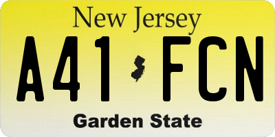 NJ license plate A41FCN