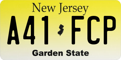 NJ license plate A41FCP