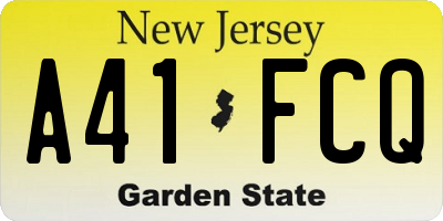 NJ license plate A41FCQ