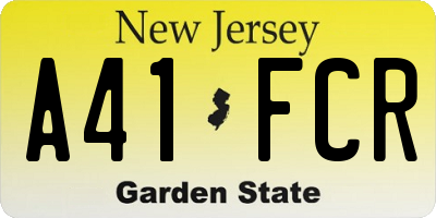 NJ license plate A41FCR