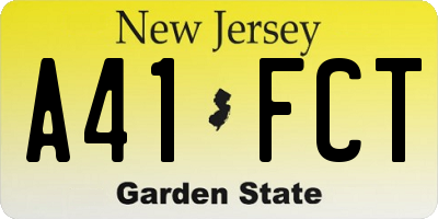 NJ license plate A41FCT