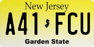 NJ license plate A41FCU