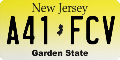 NJ license plate A41FCV