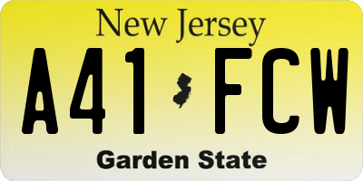 NJ license plate A41FCW