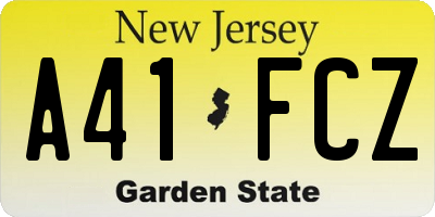 NJ license plate A41FCZ