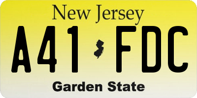 NJ license plate A41FDC