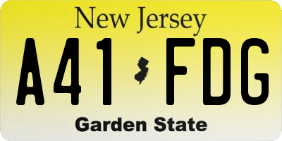 NJ license plate A41FDG