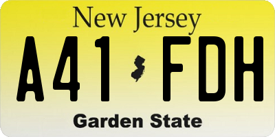 NJ license plate A41FDH