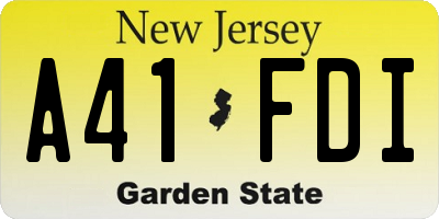 NJ license plate A41FDI