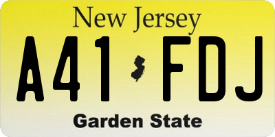 NJ license plate A41FDJ