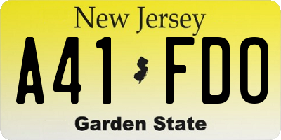 NJ license plate A41FDO
