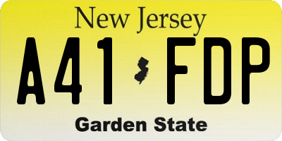 NJ license plate A41FDP