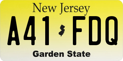 NJ license plate A41FDQ