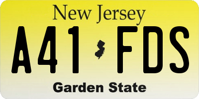 NJ license plate A41FDS
