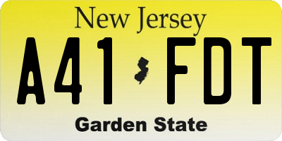 NJ license plate A41FDT