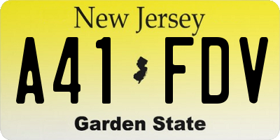 NJ license plate A41FDV