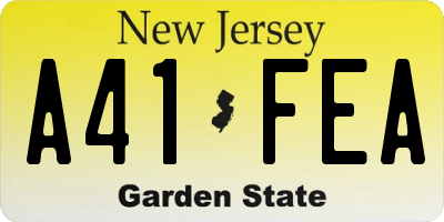 NJ license plate A41FEA