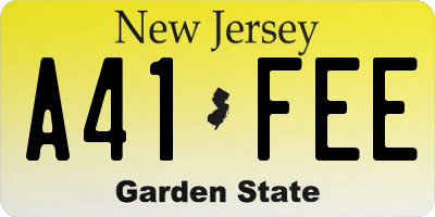 NJ license plate A41FEE