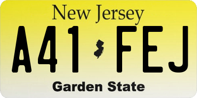 NJ license plate A41FEJ