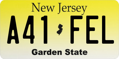 NJ license plate A41FEL