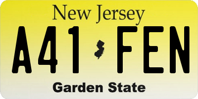 NJ license plate A41FEN