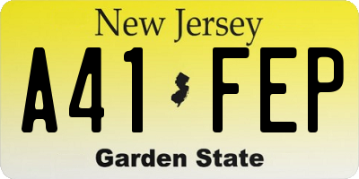 NJ license plate A41FEP