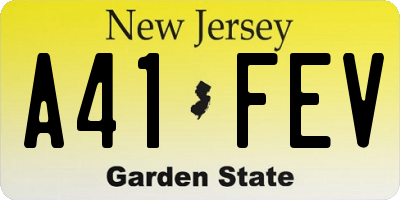 NJ license plate A41FEV